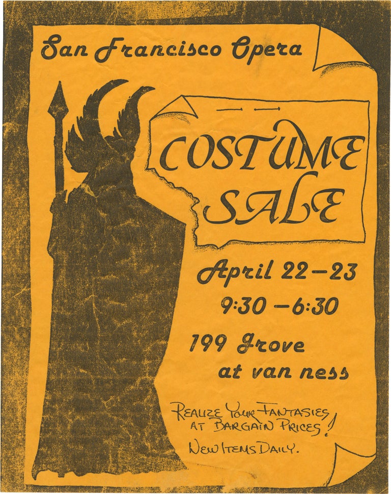 Book #159645] San Francisco Opera Costume Sale (Original flyer for the 1989 sale). San Francisco,...