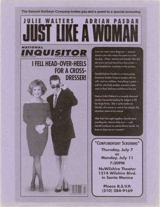 Book #159660] Just Like a Woman (Original flyer for complimentary screenings of the US release of...