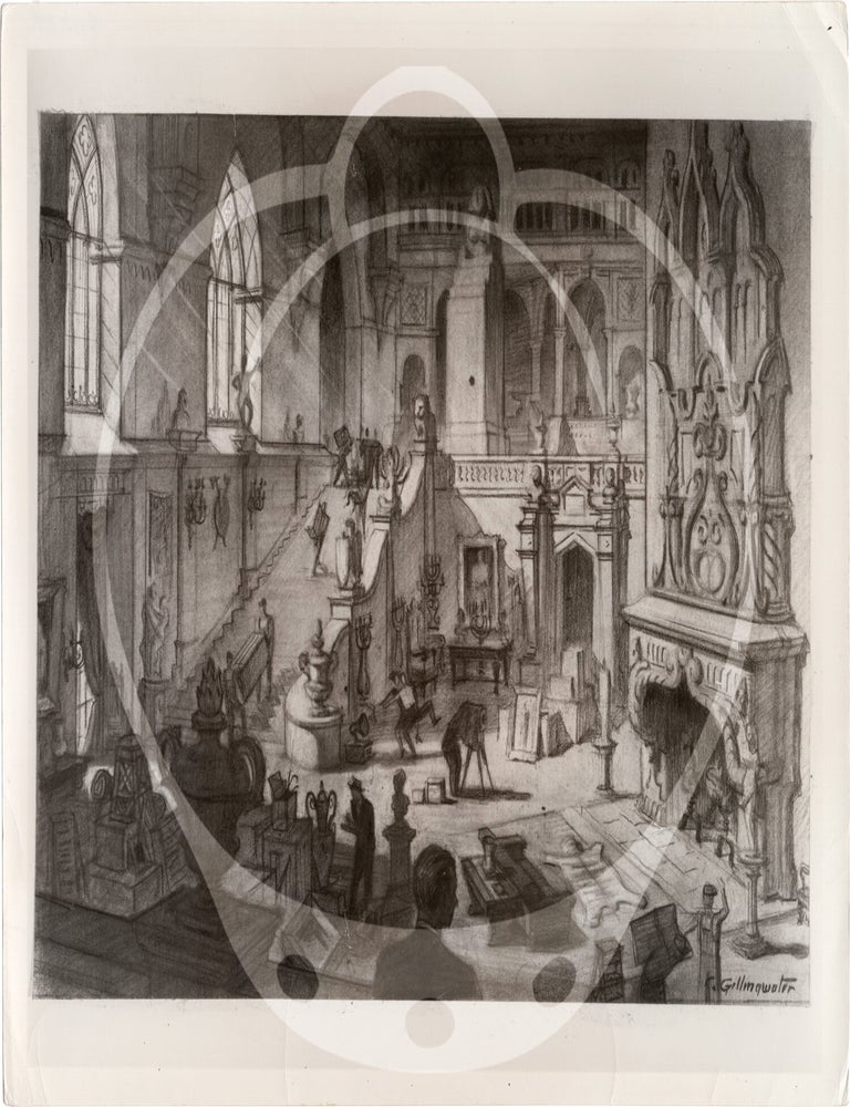 Collection of 15 original photographs of production designs used during the 1978 exhibition, "Designed for Film: The Hollywood Art Director," at the Museum of Modern Art