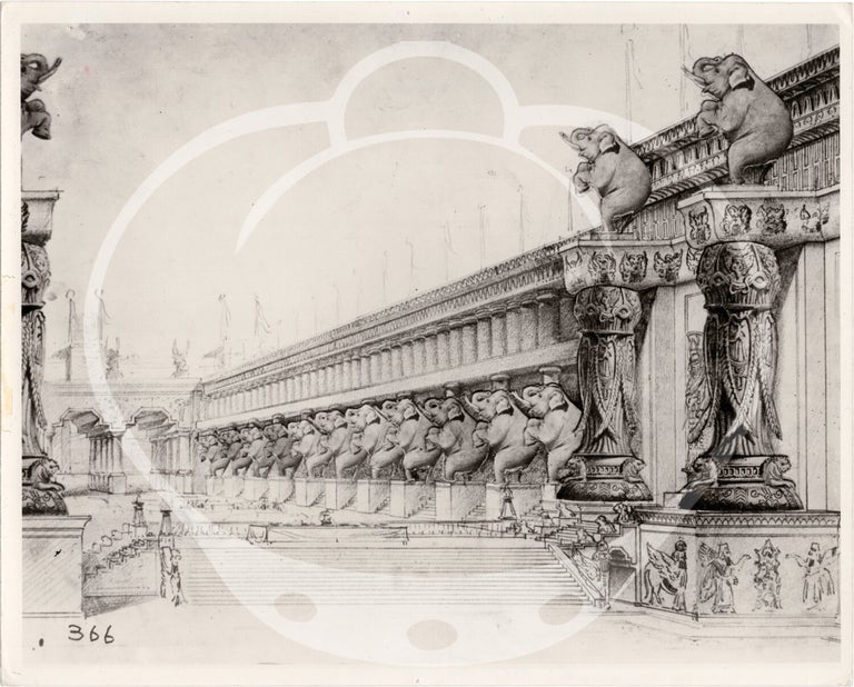 Collection of 15 original photographs of production designs used during the 1978 exhibition, "Designed for Film: The Hollywood Art Director," at the Museum of Modern Art