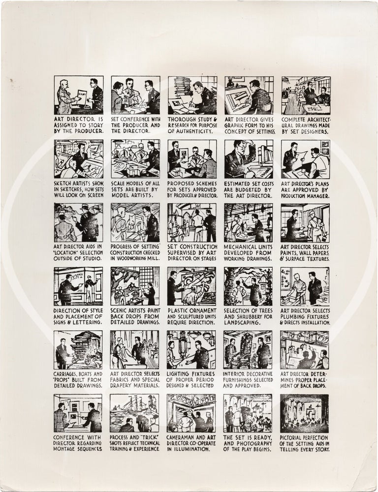 Collection of 15 original photographs of production designs used during the 1978 exhibition, "Designed for Film: The Hollywood Art Director," at the Museum of Modern Art