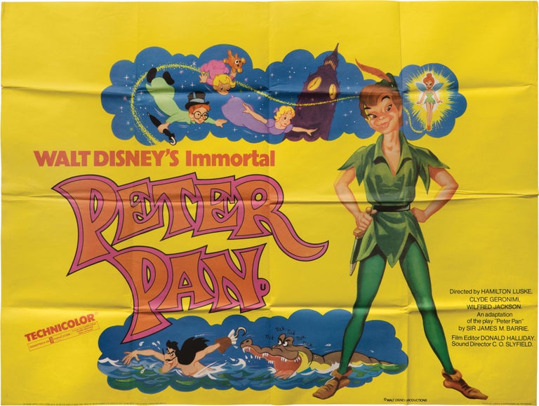 Book #159694] Peter Pan (Original poster for the 1953 film). Clyde Geronimi Hamilton Luske,...