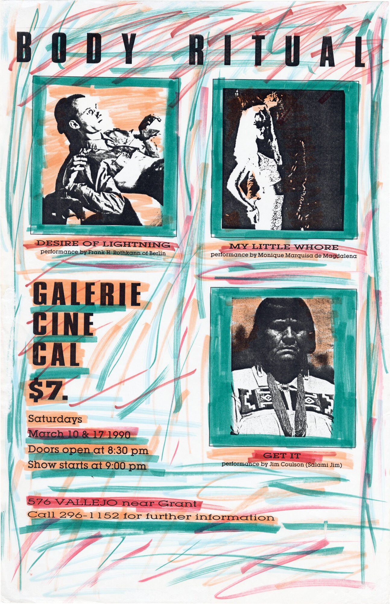 Original hand-colored Body Ritual poster, for two performances ...