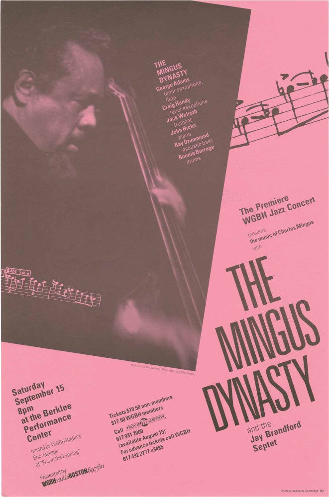[Book #159934] Original poster for a performance of The Mingus Dynasty at the Berklee Performance Center, circa 1984. Jay Brandford Septet The Mingus Dynasty.