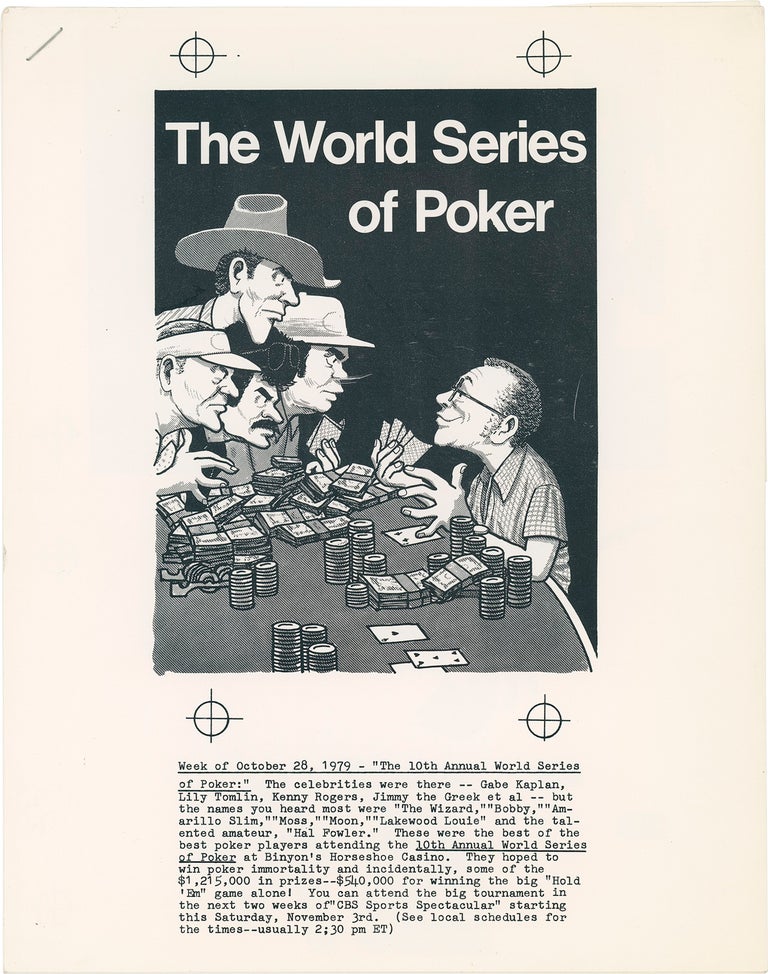 [Book #159957] CBS Sports Spectacular: The 10th Annual World Series of Poker. Lily Tomlin Kenny Rogers, Gabe Kaplan, starring.