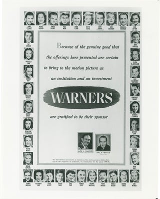 Book #159960] Original photograph advertising the 1940-1941 season for Warners [Warner Brothers]...