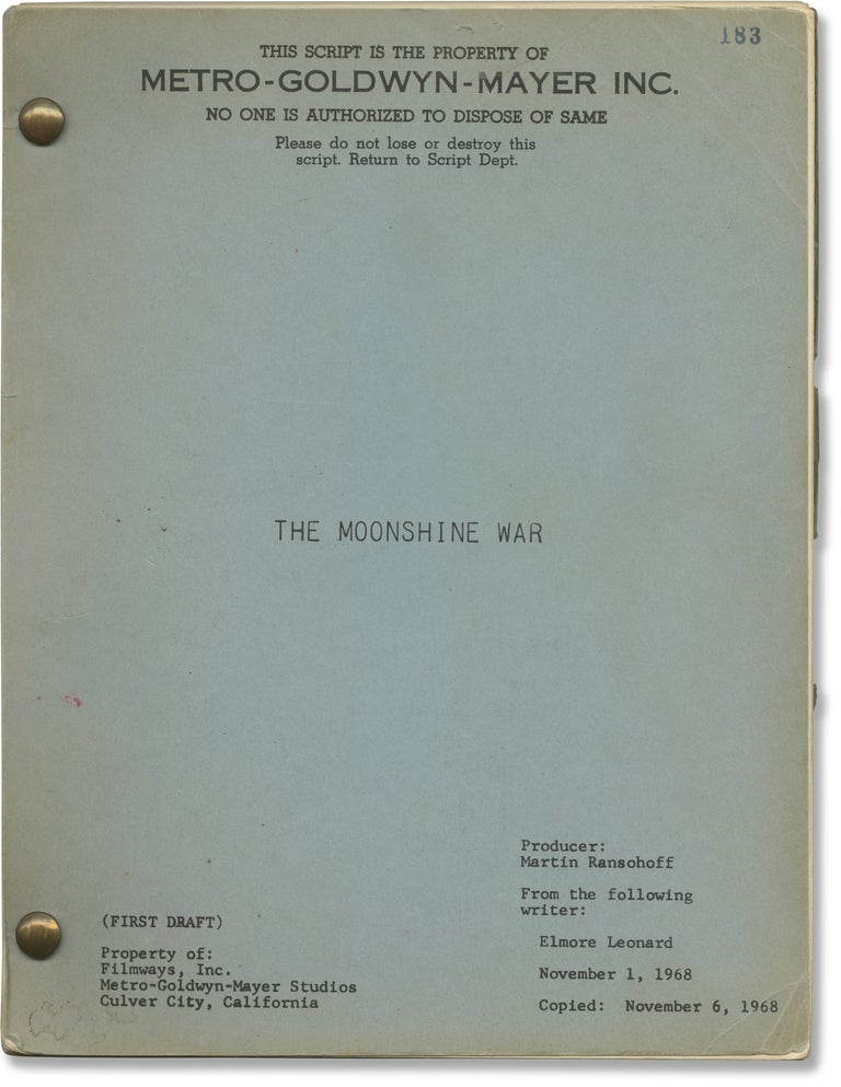 Book #159980] The Moonshine War (Original screenplay for the 1970 film). Richard Widmark Alan...