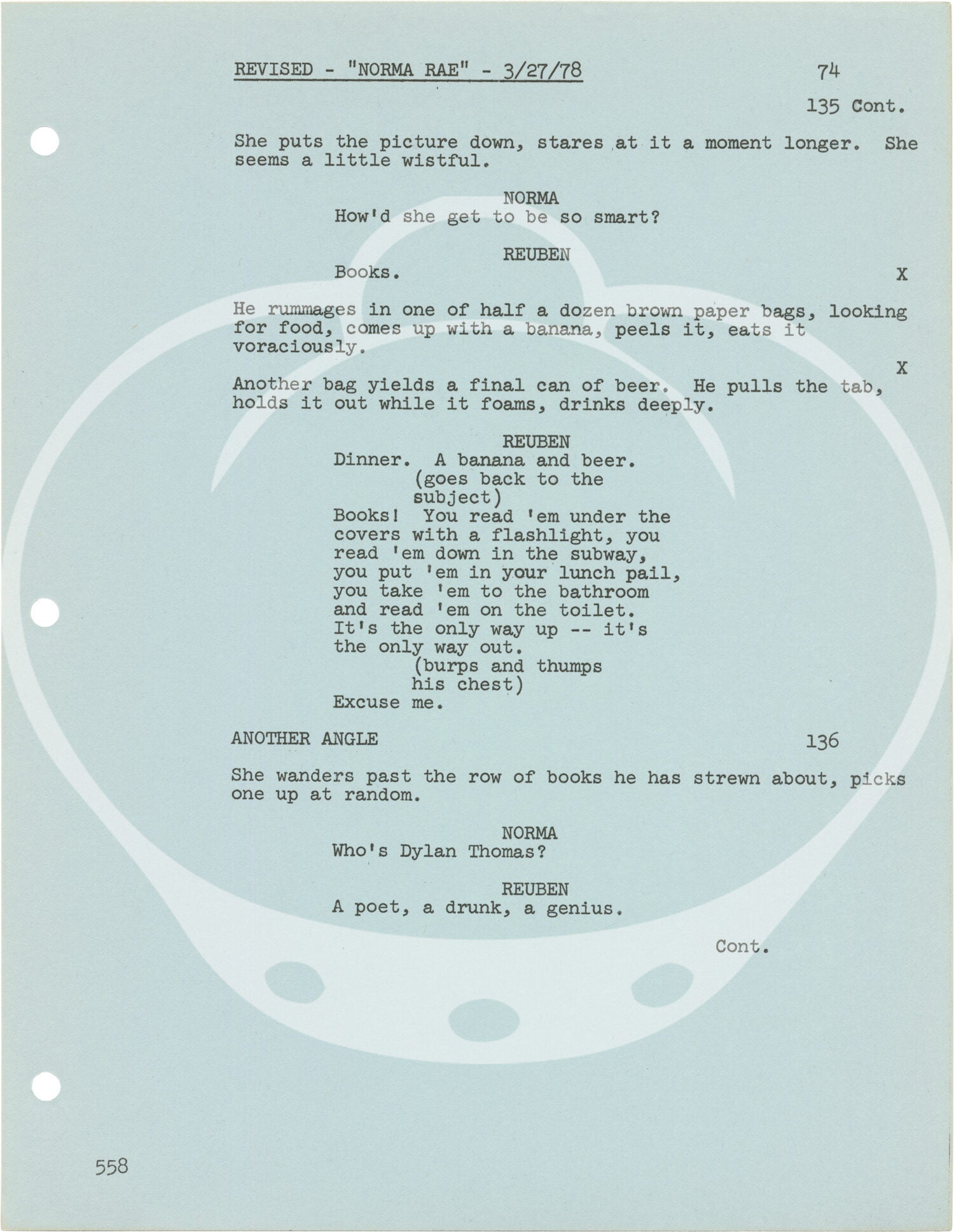Norma Script Norma Rae | Beau Bridges Sally Field, Ron Liebman, Martin Ritt