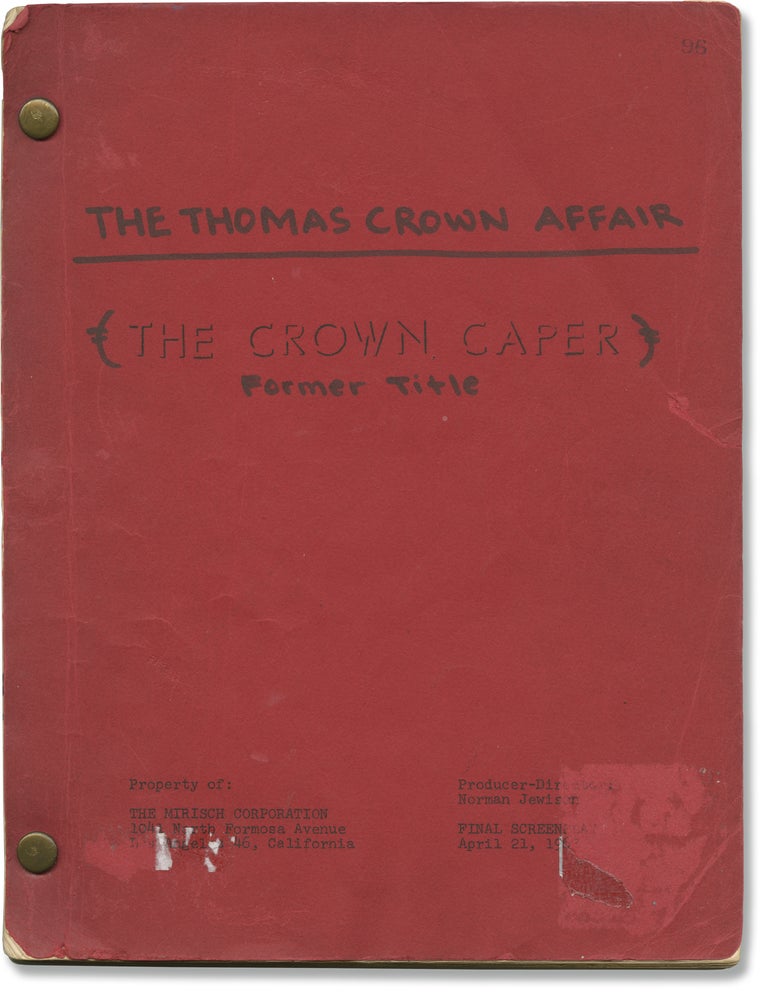 [Book #160002] The Thomas Crown Affair [The Crown Caper]. Faye Dunaway Steve McQueen, Norman Jewison, Alan R. Trustman, starring, director, screenwriter.