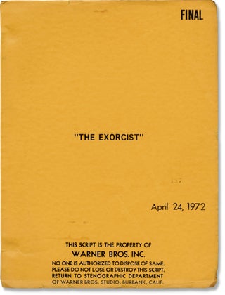 Book #160090] The Exorcist (Original screenplay for the 1973 film). William Friedkin, William...