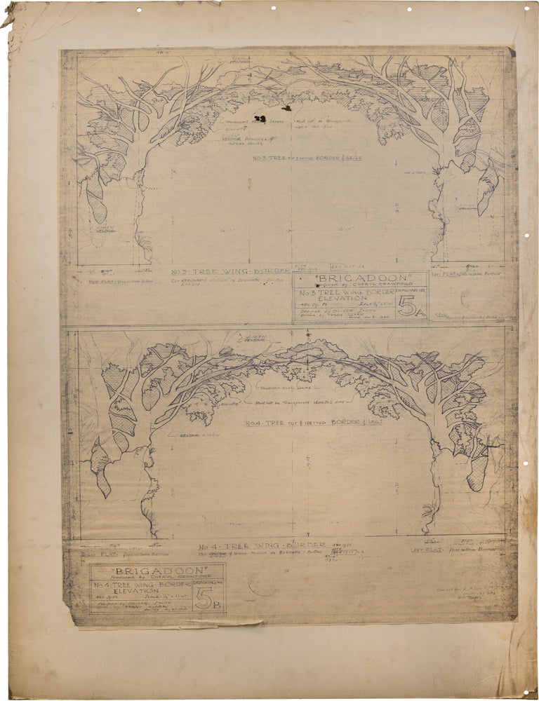 Archive of approximately 200 set and schematic blueprints, mounted on 62 oversize art boards, for various Broadway and off-Broadway productions, Metropolitan Opera productions, National Ballet productions, and film and television productions