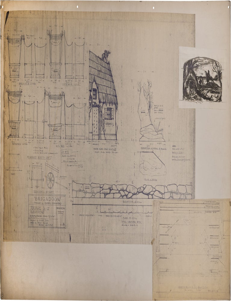 Archive of approximately 200 set and schematic blueprints, mounted on 62 oversize art boards, for various Broadway and off-Broadway productions, Metropolitan Opera productions, National Ballet productions, and film and television productions