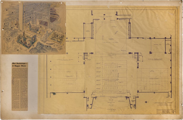 Archive of approximately 200 set and schematic blueprints, mounted on 62 oversize art boards, for various Broadway and off-Broadway productions, Metropolitan Opera productions, National Ballet productions, and film and television productions
