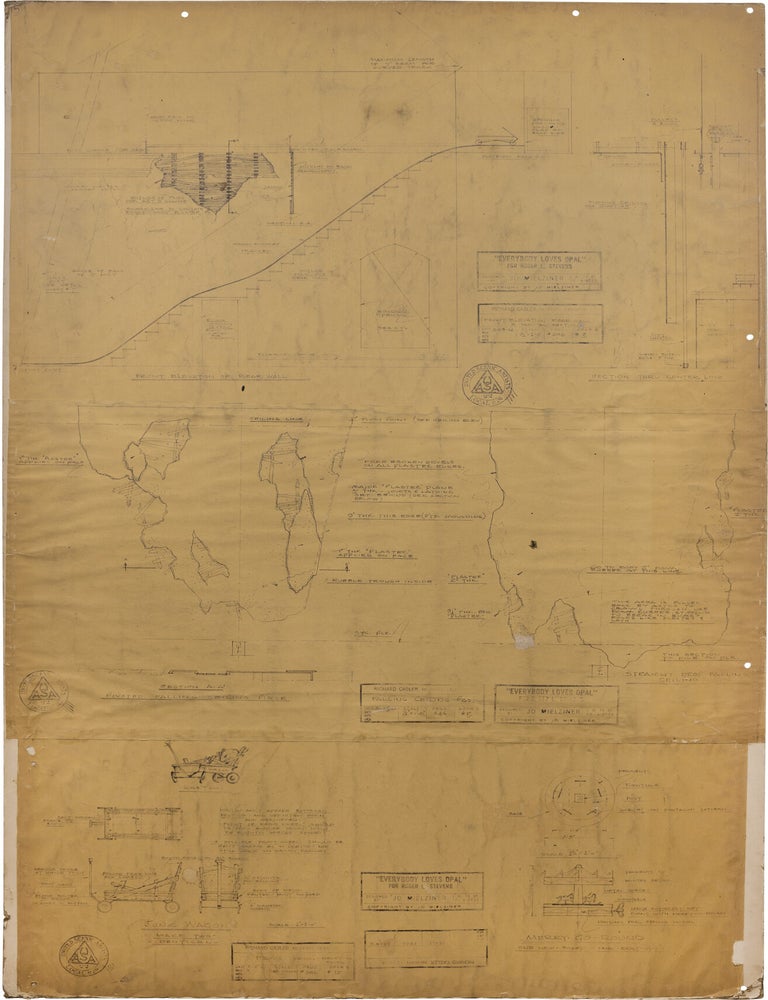 Archive of approximately 200 set and schematic blueprints, mounted on 62 oversize art boards, for various Broadway and off-Broadway productions, Metropolitan Opera productions, National Ballet productions, and film and television productions