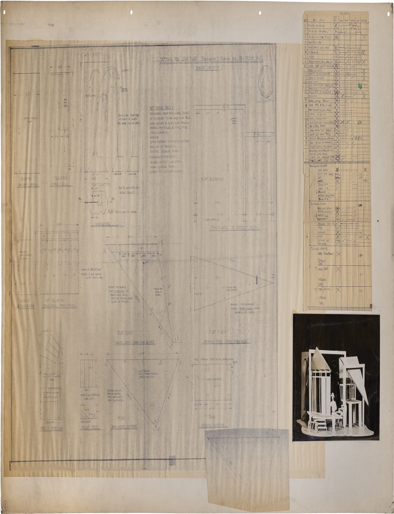 Archive of approximately 200 set and schematic blueprints, mounted on 62 oversize art boards, for various Broadway and off-Broadway productions, Metropolitan Opera productions, National Ballet productions, and film and television productions