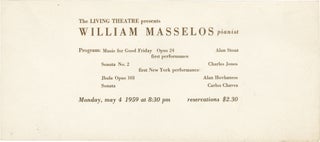 Book #160200] Original mailer for a 1959 piano performance at The Living Theatre. The Living...