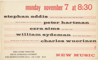 Book #160201] Original flyer for a 1960 experimental music show at The Living Theatre. The Living...