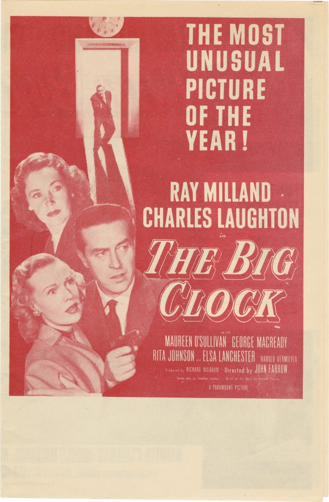 [Book #160236] The Big Clock. Charles Laughton Ray Milland, John Farrow, Kenneth Fearing, Jonathan Latimer, starring, director, novel, screenwriter.