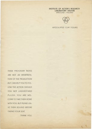 Book #160274] Apocalypsis Cum Figuris (Original program for the 1969 Polish play). Jerzy...