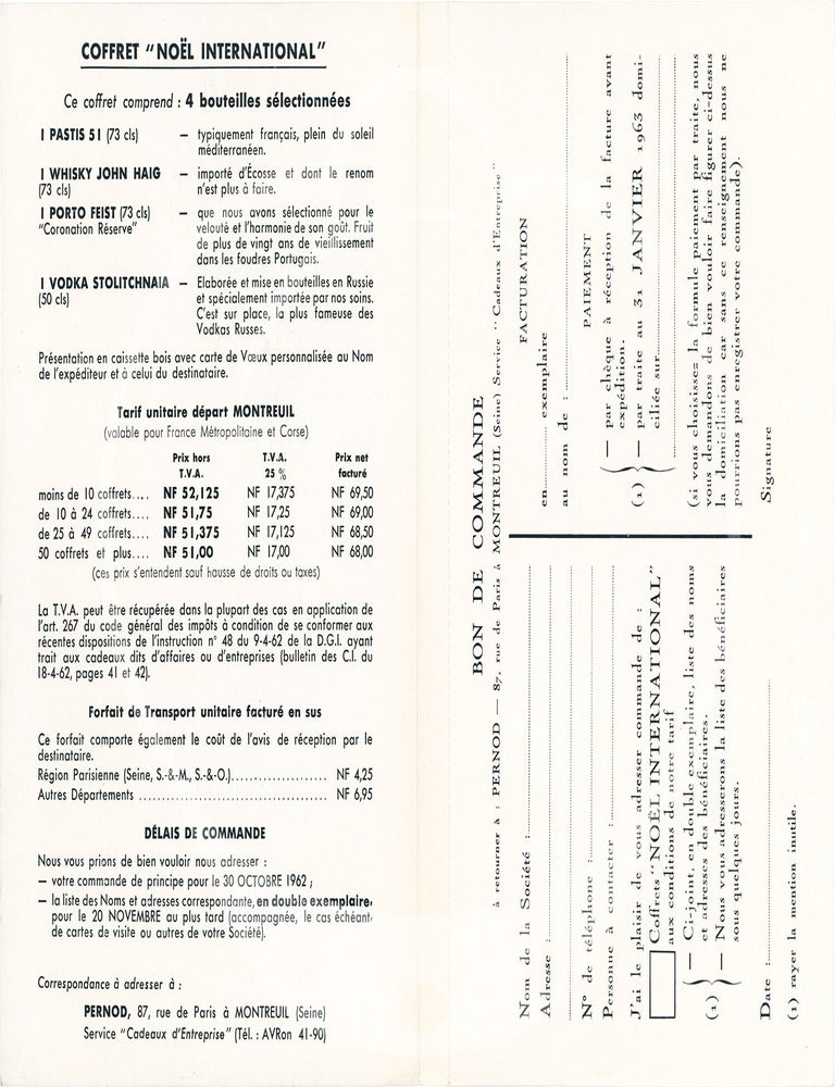 Original typed letter from Bernard Cambournac to a General Director at Pernod, 1962