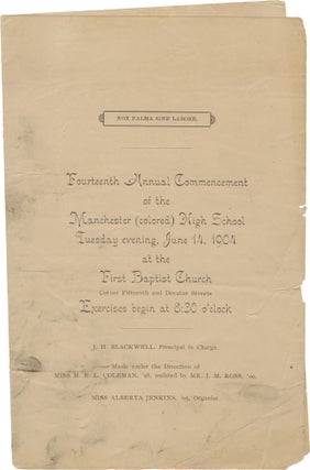 Book #160337] Fourteenth Annual Commencement of the Manchester (colored) High School (Original...