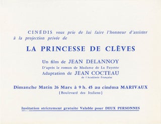 Book #160374] La Princesse de Clèves (Original invitation for a private screening of the 1961...