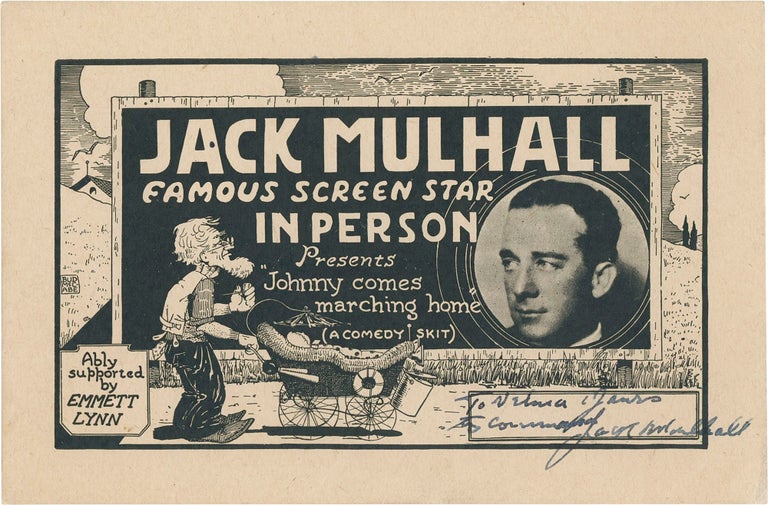 Book #160427] Original advertising card for Jack Mulhall performing a comedy skit "Johnny Comes...