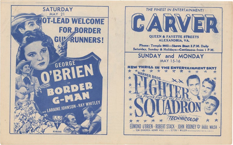 Original promotional theater flyer for the Carver Theater circa 1949, featuring "The Yearling,"...