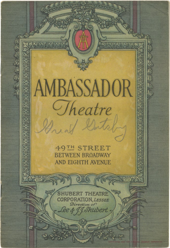 Book #160491] Archive of original theatre epemera relating to F. Scott and Zelda Fitzgerald,...
