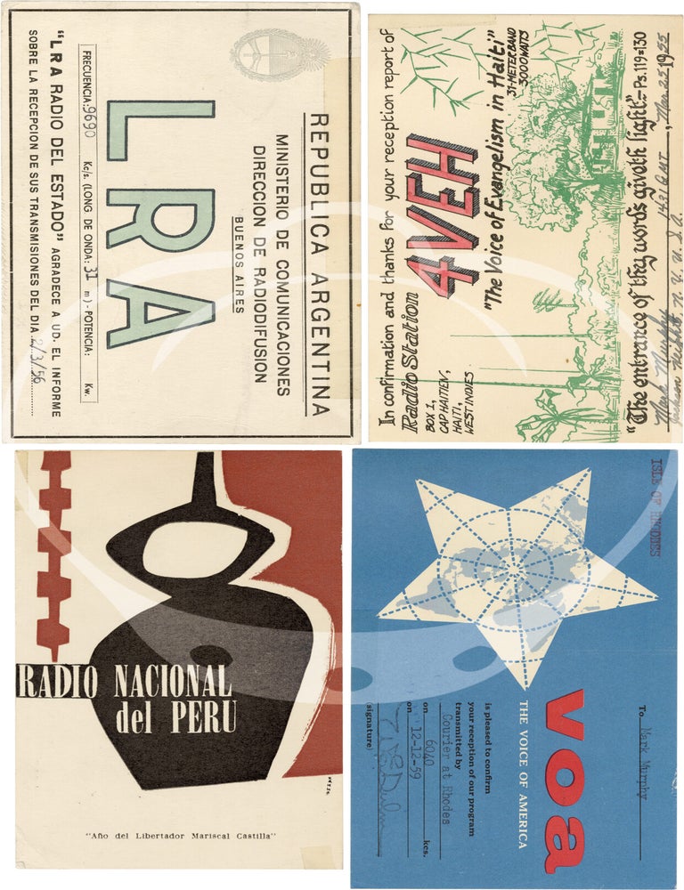 Collection of international QSL cards from a radio hobbyist, 1954-1973