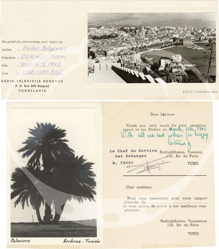 Collection of international QSL cards from a radio hobbyist, 1954-1973
