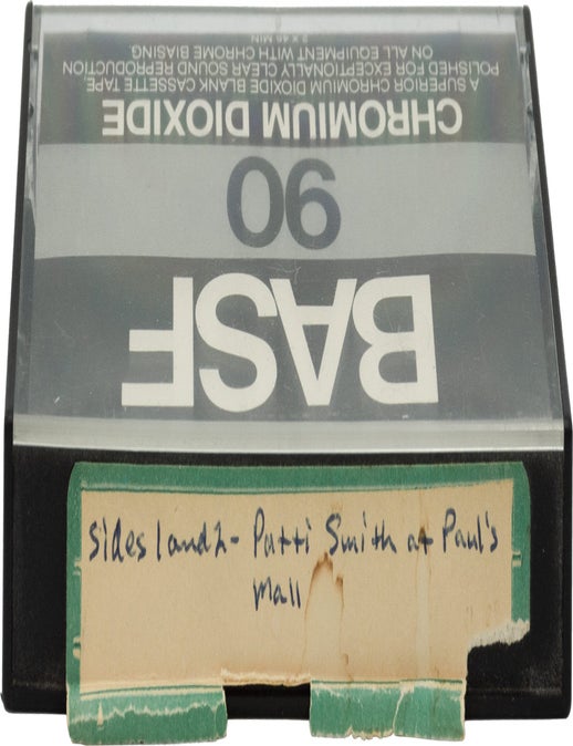 Original photograph of Patti Smith and Jane Friedman by photographer Donna Dantisi, circa 1976, with a cassette tape of Patti Smith's performance at Paul's Mall, Boston, January 9, 1976