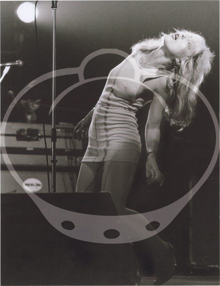 Two original photographs of Debbie Harry in performance with Blondie, 1978