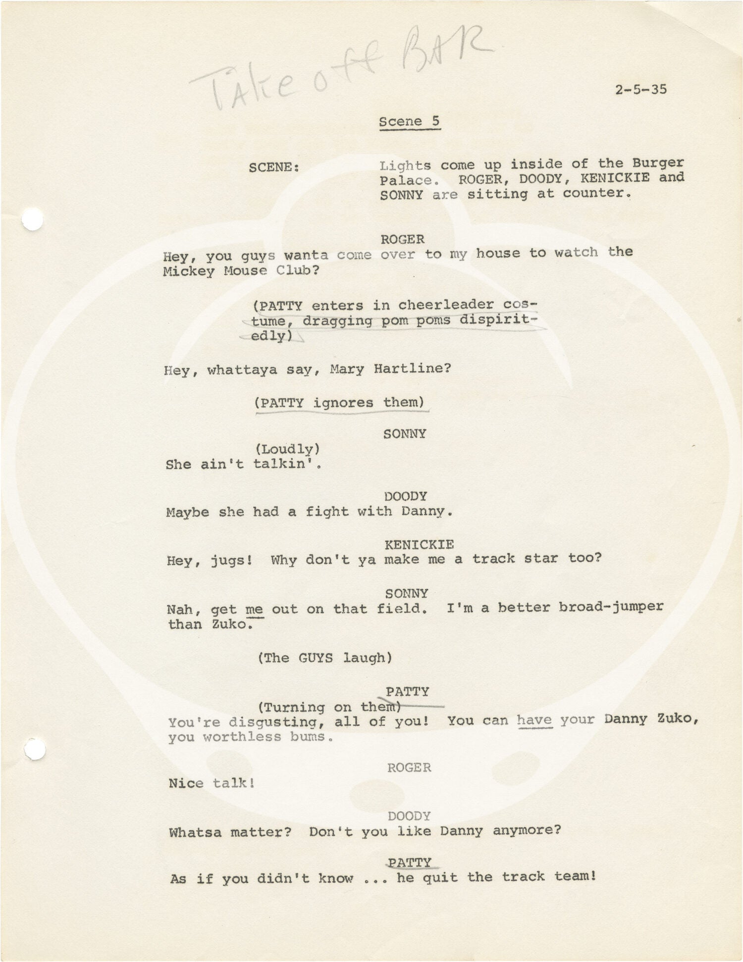 Grease Jr Script Grease | Carole Demas Greg Evigan, Marya Small, Adrienne Barbeau
