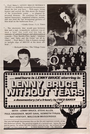 Book #160796] Lenny Bruce: Without Tears (Original film poster from the 1972 film). Steve Allen...