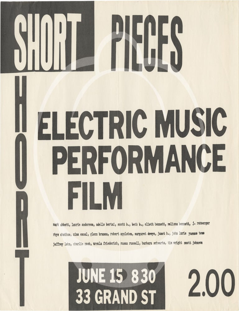 Collection of nine posters of performances by Glenn Branca, 1975-1979