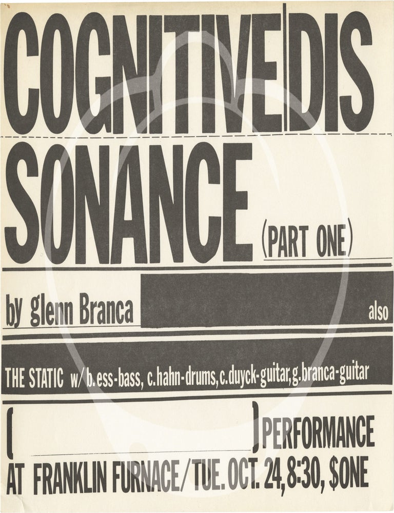 Collection of nine posters of performances by Glenn Branca, 1975-1979