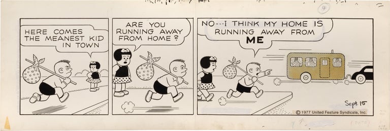 Book #160933] Original artwork for Nancy comic strip, September 15, 1977. Ernie Bushmiller, artist