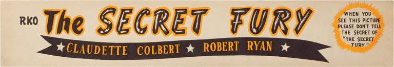 Book #160937] The Secret Fury (Original mini-banner poster for the 1950 film noir). Robert Ryan...