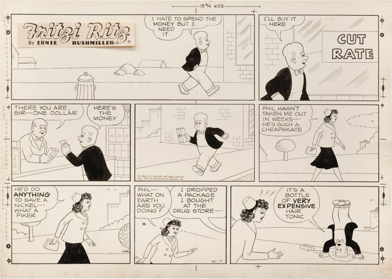 Book #160958] Original artwork for Fritzi Ritz comic strip, November 19, 1961. Ernie Bushmiller,...