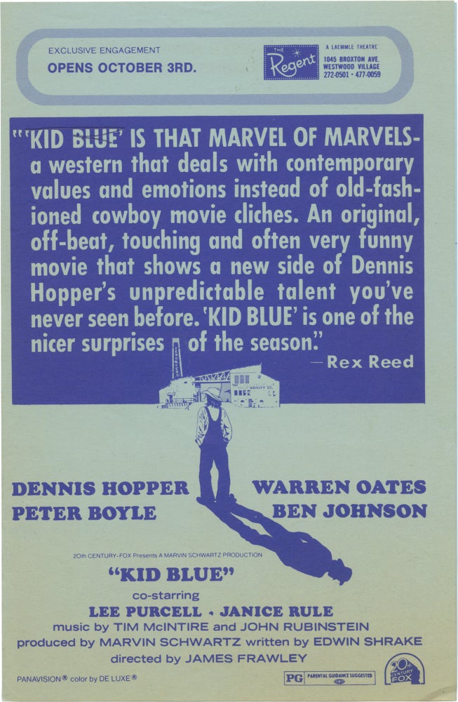 Book #161148] Kid Blue (Original program for the 1973 film). Warren Oates Dennis Hopper, Peter...