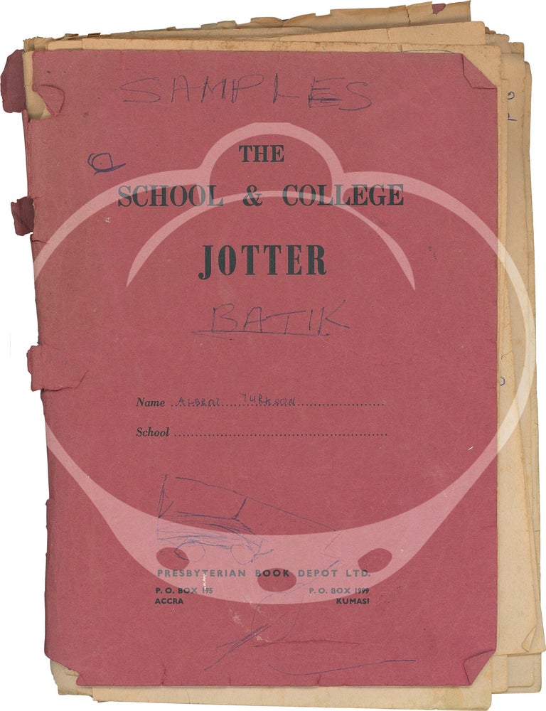 Original batik sampler notebook, compiled by a student in Accra, Ghana, circa 1960s