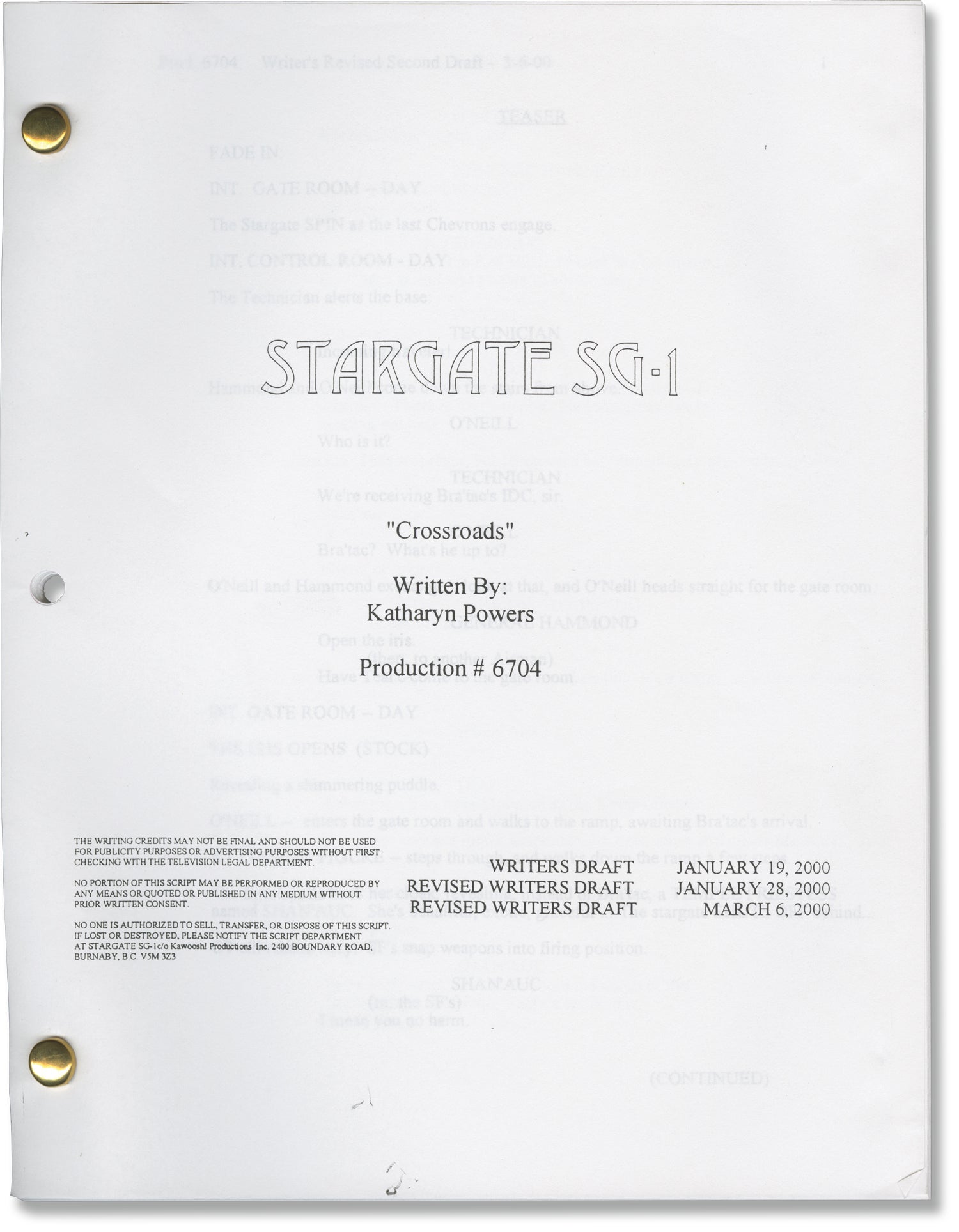 Stargate SG-1: Crossroads | Amanda Tapping Vanessa Angel, Richard Dean ...