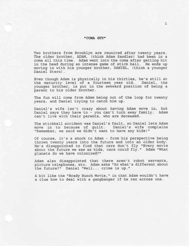 Archive of original treatments and proposals for 16 unproduced television series, circa 1995