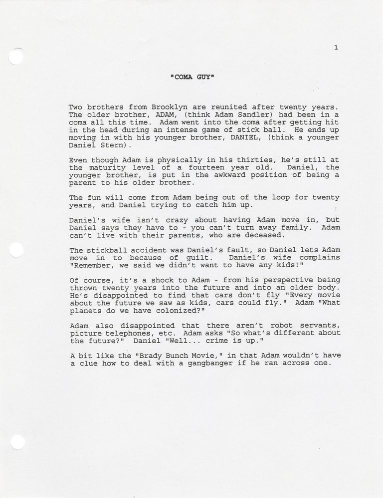 Archive of original treatments and proposals for 16 unproduced television series, circa 1995