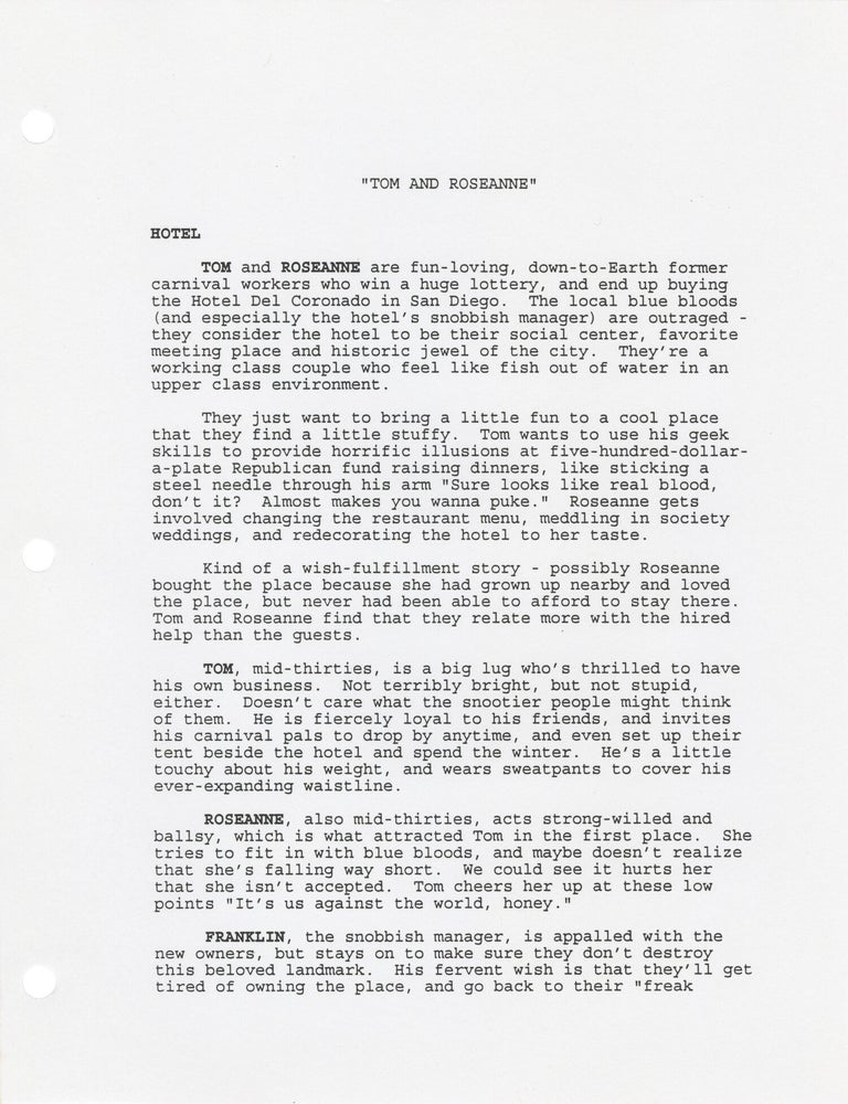 Archive of original treatments and proposals for 16 unproduced television series, circa 1995