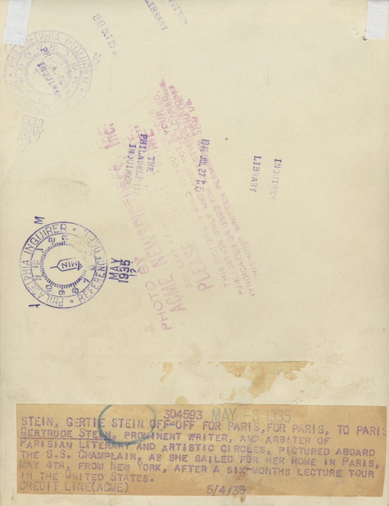 Original photograph of Gertrude Stein, 1935