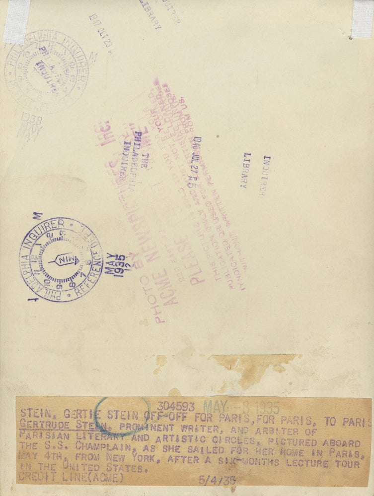 Original photograph of Gertrude Stein, 1935