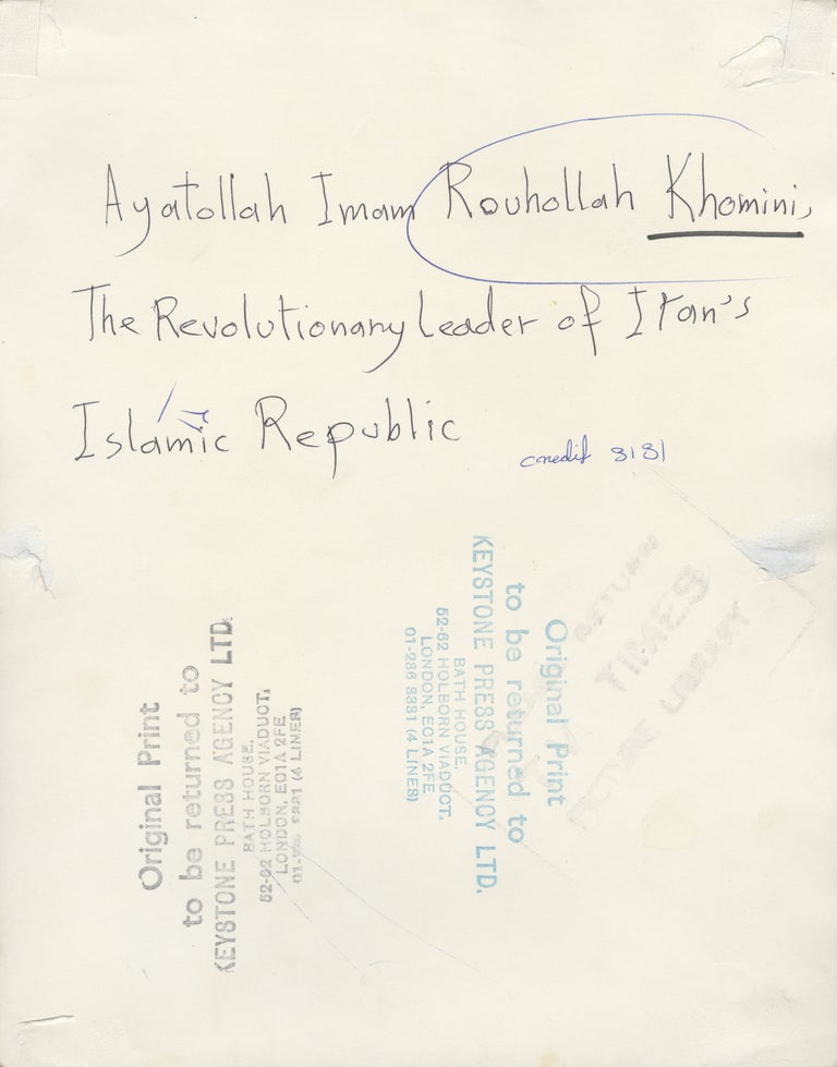 Original photograph of Ruhollah Khomeini, circa 1980s