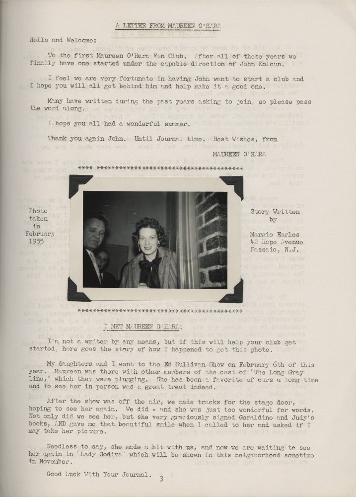 Archive of twelve issues of The Maureen O'Hara's Fan Club fanzine "Maureen O'Hara" (later "From Maureen To You"), 1955-1961